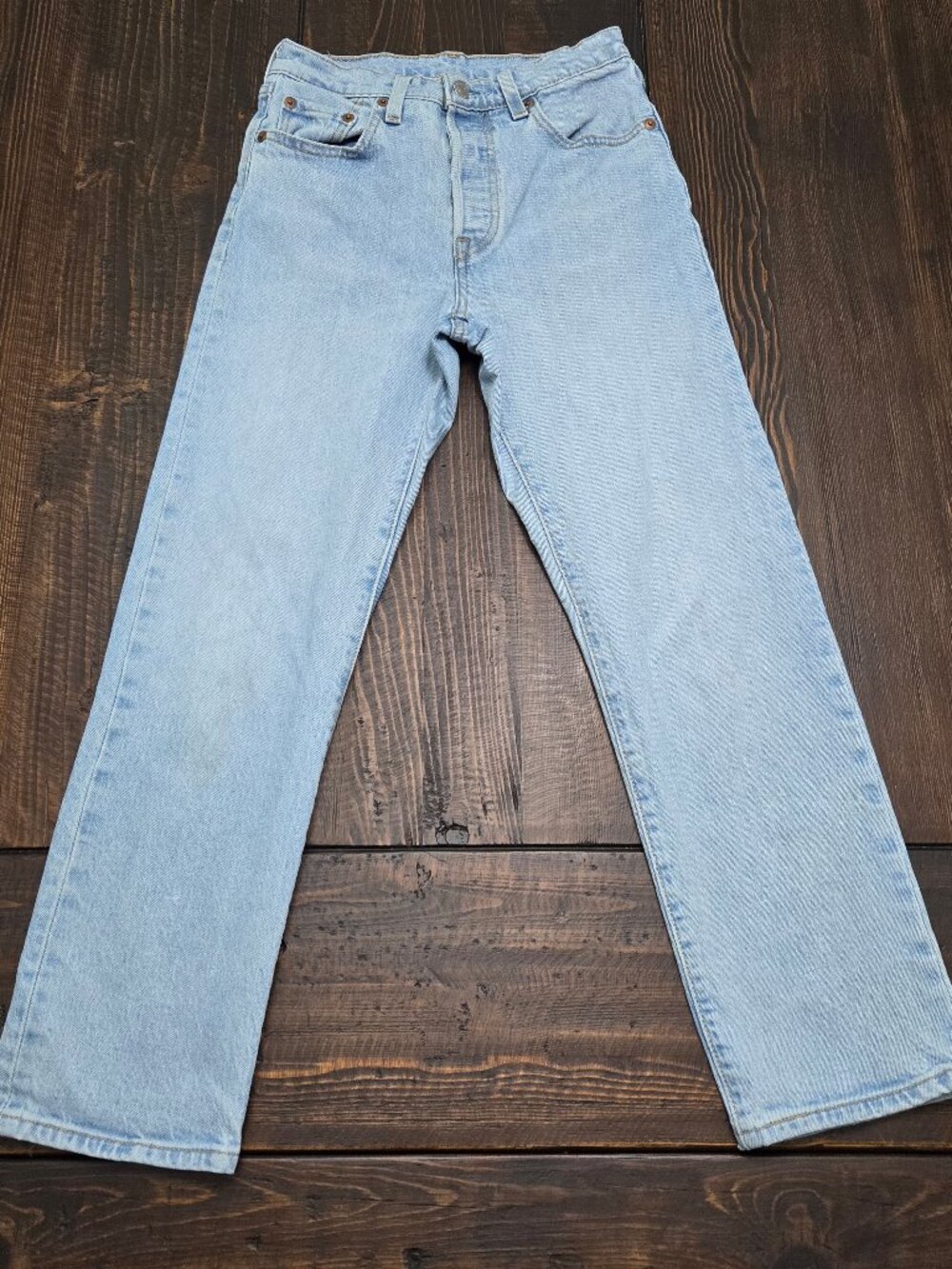 Levi's 501 Original Cropped Jeans Womens 25x26 Light Tango Acid Wash Button Fly